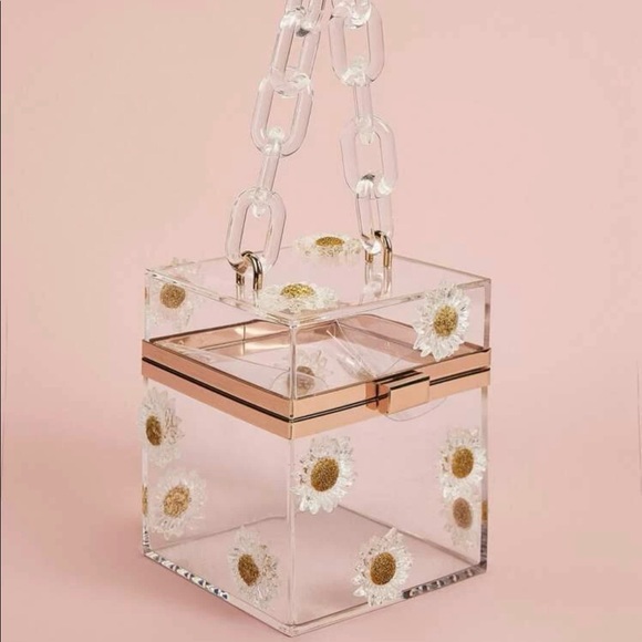 Mini floral Appliques clear Box Bag - Picture 2 of 4